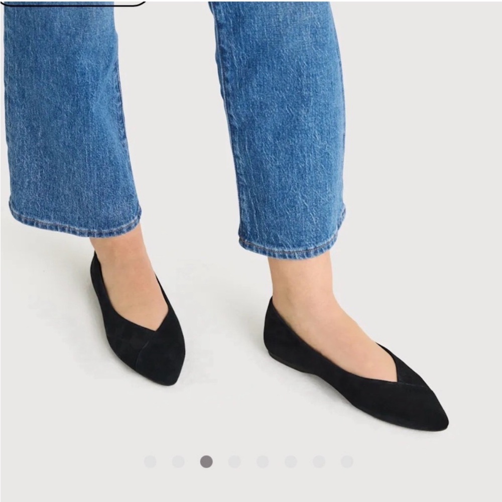 Birdies Black Goldfinch Suede Pointed V-Cut Flats